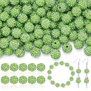 105pcs 10mm Rhinestone Beads for Jewelry Making, Light Green Shiny Round Disco Ball Beads Bulk, Sparkle Crystal Clay Christmas for Bracelet Baseball Necklace Earring Crafting and DIY by TinyTreasures Baby Boutique
