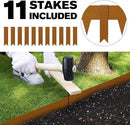 KOL Weather Resistant Steel Flexible Garden Lawn Edging, 10-Pack Pre-Rusted Metal Landscape Edging Strips - Heavy Duty Hammer-in Border with 11 Clips - 16-Gauge - 40" L x 4.5" H (33FT Total Length) by GreenHaven Gardens
