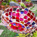 Sunnydaze 6-Inch Glass Mosaic Hanging Bird Feeder for Outdoors - Fly-Through Wild Bird Feeder - Crimson Mosaic by GreenHaven Gardens