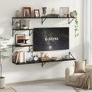 Floating Shelves 55 Inch Long, 10" Deep Floating Shelves, Black Wall Shelves 55 x 10, Set of 2, Wide Large Display Storage Shelves for Bathroom, Living Room, Rustic Wood Shelves with Brackets by CozyNest Decor