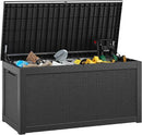 KAMABOKO 260 Gallon Outdoor Storage Box, Resin Deck Boxes Indoor and outdoor, Waterproof Storage Box Lockable Lid for Garden Tools, Package Delivery, Patio Cushions, Black by GreenHaven Gardens
