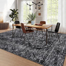 COZYLOOM Area Rug 6x9 Washable Rug for Bedroom Office Dining Room Living Room Vintage Non Slip Large Area Rug Geometric Soft Throw Low Pile Stain Resistant Carpet, Black by TinyTreasures Baby Boutique