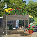 YITAHOME 3.6x1.5x2.8 FT Elevated Garden Bed Kit with Legs and Wheels, Outdoor Large Resin Planter Box Stand with Drain Plug and Storage Shelf for Plants Vegetables Fruits, Light Brown by GreenHaven Gardens