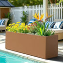 FENCY Large Metal Planter, Large Rectangular Planters for Outdoor Plants, Tall Outdoor Planters for Porch Patio, 38" L x 15" W x 16.3" H Brown Metal Planter with Drainage Hole by CozyNest Decor