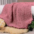 Carriediosa Chunky Knit Throw Blanket 60" X 80" Twin, 100% Hand Made Large Chenille Loop Yarn Soft Fluffy Throws for Couch Sofa Bed, Big Crochet Cozy Heavy Thick Cable Woven Blanket, Mauve by CozyNest Decor