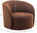 KINWELL 34" Boucle Swivel Barrel Chair with 18" Round Ottoman Set, Fully Assembled Set of Sherpa Accent Chair and Footrest, Modern Comfy Armchair and Footstool for Living Room and Bedroom, Brown by CozyNest Decor