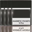 Magnetic Pocket 4 Pack – Self-Adhesive Magnetic Storage Pouch for Documents, Notes & Tools, Strong Magnet Backing for Fridge, Whiteboards, and Metal Surfaces (Black 4Pcs) by CozyNest Decor