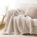 Battilo Chunky Knit Throw Blanket, Soft and Thick Chenille Throw Blanket, 50"x60" Handmade Cable Knit Crochet Blanket, Large Rope Knot Throw Blankets for Couch Sofa Bed Home Decor, Taupe by CozyNest Decor