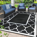 GENIMO 5' x 8' Outdoor Rug Waterproof for Patio Decor, Foldable Reversible Plastic Straw Area Rugs Mat for Camper, Outside Carpet for Rv, Deck, Porch, Picnic, Beach, Balcony, Black & White by GreenHaven Gardens