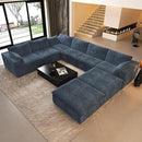 Oversized Modular Sectional Cloud Couch,157.5" U Shaped Modern Sofa with 2 Ottoman and 2 Middle Seats,Upholstered Couches with Corduroy Fabric for Living Room Furniture,No Assembly Required,Blue by CozyNest Decor