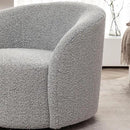 KINWELL 34" W Swivel Barrel Chair Set of 2, Mid Century Modern Round Upholstered Boucle Swivel Accent Chairs, No Assembly Sofa Chair for Living Room Bedroom Reading, Black White by CozyNest Decor