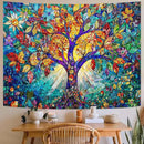 Lunerfex Tree of Life Tapestry Stained Glass Tapestry Wall Decor Tapestries for Bedroom Art Tapestries Wall Hanging for Bedroom Living Room Glass-Tree-02 60"x80" by CozyNest Decor