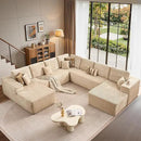 Cloud Sectional Couches for Living Room,G Shaped Modular Sofas No Assembly,135x133 Inches Plush Corduroy Oversized Floor Couch Set with Deep Seat Chaise,Beige by CozyNest Decor