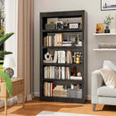 5 Tier Adjustable Black Bookcase, Metal Small Bookshelves and Bookcases, 61" H Display Modern Bookshelf for Living Rooms, Bedrooms, Home Offices, 10 Minutes Assemble by CozyNest Decor