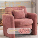 Chenille Accent Armchair Oversize Upholstered Barrel Comfy Modern Round Lounge Sofa Chair with Pillow Cozy Reading Chairs for Apartment,Office,Living Room,Dining,Makeup,Club,Pink by CozyNest Decor