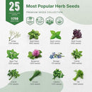 25 Most Popular Herb Seeds Variety Pack - 11,700 Non-GMO Heirloom Seeds for Planting Herbs in Individual Seed Packets for Hydroponic, Indoor & Outdoor Gardening by GreenHaven Gardens