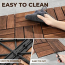 Pack of 10 Deck Tiles - 12"x12" Interlocking Natural Solid Acacia Wood for Outdoor & Indoor, Patio Garden, Balcony, Poolside - Dark Brown Color by GreenHaven Gardens
