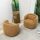 KINWELL 34" Wide Boucle Swivel Barrel Chairs Set of 2, No Assembly Round Upholstered Armchairs Accent Chairs Single Sofa Chair with Toss Pillow for Living Room and Bedroom, Brown by CozyNest Decor
