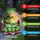 Exhart Solar Turtle Garden Statue, LED Lily Flower, Durable Resin, Cute Yard Décor, 7.5"x5.5"x8.5" by GreenHaven Gardens