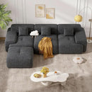 122" Modern L Shaped Modular Sectional Sofa, Boneless Couches for Living Room with Ottoman,4 Seater Convertible Chenille Cloud Couch Sofa Set, No Assembly Required, Grey-Black 1 PCS by CozyNest Decor
