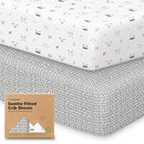 KeaBabies 2-Pack Organic Crib Sheets for Boys, Girls - 52x28 Fitted Crib Mattress Sheet Neutral, Breathable Jersey Cotton Cover for Baby Bed, Toddler Mattress, Soft & Cute Prints (Nordic) by TinyTreasures Baby Boutique