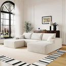 108" Sectional Couches for Living Room Modern Modular Sofa with L-Shape Couchs Upholstered Boneless Couch Deep Seat Sectional Couch with Chaise (White, Right Facing Chaise+2Seaters+1Ottoman) by CozyNest Decor