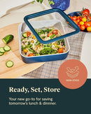Caraway Glass Food Storage, 10 Cup Glass Container - Ceramic Coated Food Container - Non Stick Lunch Box Container with Glass Lids. Dishwasher, Oven, & Microwave Safe - Square Shape - Perracotta by TinyTreasures Baby Boutique