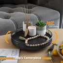 9" Oak Bathroom Vanity Tray Turntable for Perfume Candle, Round Wooden Decorative Tray for Kitchen Sink Countertop Organizer, Bathroom Counter Organizer for Skincare Makeup, Farmhouse Black Gold by CozyNest Decor