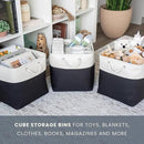 OrganiHaus 13x13 Cube Storage Bins 4 Pack, Foldable Cube Storage Organizer w/ Rope Handles, Collapsible Fabric Bins for Toys, Clothes & Closet Organization, Fabric Square Baskets - Black/White by CozyNest Decor