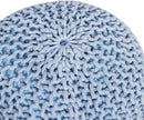 BIRDROCK HOME Round Pouf Ottoman | Cotton Braided Foot Stool with Bean Bag Filling | Boho Foot Rest for Living Room & Bedroom | Compact & Comfortable Seating, Lightweight & Soft | Soft Blue by CozyNest Decor