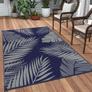 GENIMO Outdoor Rug 3' x 5' Waterproof for Patios Clearance, Reversible Outdoor Plastic Straw Camping Rug Carpet, Large Area Rugs Mats for RV, Camper, Deck, Balcony, Porch, Beach, Picnic Navy Blue&Grey by CozyNest Decor