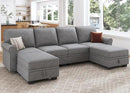 HONBAY Convertible Sectional Sofa with Storage Seat 6 Seat Sofa with Reversible Chaise U Shaped Sectional Couch for Living Room,Light Grey by CozyNest Decor