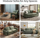 LINSY HOME Sectional Loveseat Sofa - 90'' Oversized Corduroy Cloud Couch Soft Modern Comfy Green Loveseat Couch Deep Seat Couches for Living Room Bedroom Apartment Office, Green