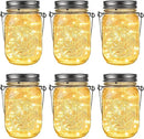 GIGALUMI Hanging Mason Jar Solar Lights, 6 Pack 30 Led Tinplate Lids Hanging Solar Lanterns Outdoor Waterproof, Hangers and Jars Included, Outdoor Decor for Balcony, Garden, Patio, Yard, Wedding by GreenHaven Gardens
