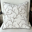 VAGMINE Embroidered Pussy Willow Throw Pillow Cover - 18x18 Inches Square - 100% Cotton Ivory Decorative Cushion Cover - Floral Embroidery - Soft Neutral Accent for Sofa, Bed, Couch, Farmhouse Décor by CozyNest Decor
