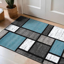 Rugshop Contemporary Modern Boxes for Home Office,Living Room,Bedroom,Kitchen Non Shedding Area Rug 2'7" x 4' Blue by TinyTreasures Baby Boutique