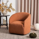 KINWELL 32" Wide Swivel Boucle Accent Chair Armchair, No Assembly Mid-Century Modern Round Upholstered Barrel Chair for Living Room, Bedroom, Office (Caramel) by CozyNest Decor
