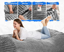 Hobestluk 5FT Bean Bag Chairs Adult Bean Bag with Portable Handle Comfy Large Bean Bag Lounge Chair with Removable Cover for Living Room Bedroom (Stripe Grey, 5FT) by TinyTreasures Baby Boutique