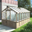 8x14 FT Outdoor Greenhouse Kit, 6MM Thick Polycarbonate Panel Wooden Walk-in Green House with Adjustable Roof Vents & Roof Vents, Backyard Garden, Light Mocha Brown by GreenHaven Gardens