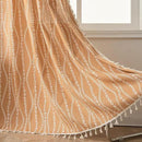 Sutuo Home Boho Curtains for Bedroom Dining Room 96 Inches Long, Printed Cotton Linen Rod Pocket Vintage Farmhouse Bohemian Tassels Window Treatment, 1 Panel 59" W x 96" L, Terracotta Stripe Florals by CozyNest Decor