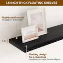 Fun Memories Black Floating Shelves 36 Inch Long, 9 Inch Deep Wall Shelves Set of 2, 36 x 9 Floating Shelf for Wall, Rustic Wood Floating Shelves for Kitchen, Living Room, Bedroom by CozyNest Decor