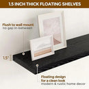 48 Inch Floating Shelves Black, Rustic Wood Floating Shelf Wall Mounted, 9 Inch Deep Floating Shelf for Kitchen, Bedroom, 48 x 9 Wall Shelves for Home Storage, Set of 1 by CozyNest Decor