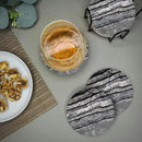 Emerson Coasters for Drinks Absorbent – Natural Stone Drink Coasters Set with Holder, Coasters for Coffee Table, Wooden Tabletop Protection Marble Style – 100% Heavy Duty Set of 6 (Obsidian) by CozyNest Decor