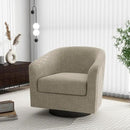 Swivel Barrel Accent Chair, Modern Round Linen Arm Chair for Living Room, Bedroom, Comfy Club Reading Chairs for Adults（Linen Fabric, Light Brown, Set of 4 by CozyNest Decor