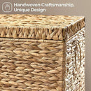 Handwoven Storage Basket with Lid, 165L Wicker Storage Bin, Natural Water Hyacinth, Leather Buckle & Metal Frame, Metal Ring Handles for Easy Transport, Storage Chest & Trunk for Bedroom, Living Room by CozyNest Decor