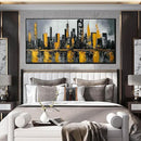 New York City Wall Art for Living Room - Hand Painted Canvas Wall Art for Office - Big Picture Frames for Wall Size 29" x 59" by CozyNest Decor