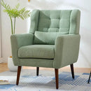 Accent Chair Set of 2, Upholstered Armchair with Pillow, Teddy Single Sofa Chair with Lounge Seat and Wood Legs for Living Room Small Spaces by CozyNest Decor