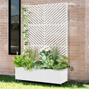 Raised Garden Bed with Trellis and Wheels,73"x47"x16" Metal Raised Garden Bed,White Parallel Metal Planter with Climbing Trellis for Vines & Vegetables by GreenHaven Gardens
