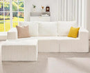 Hobestluk Modular Sectional Sofa Memory Foam Couch Oversized Sectional Sofa 3-Seater with Chaise Cloud Couch with Removable Cover L Shape Sofa for Living Room (Strip White, 3-Seater with Chaise) by CozyNest Decor