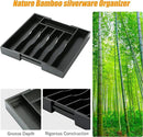 Bellsal Black Silverware Organizer Kitchen Drawer Organizer Expandable Bamboo Utensil Holder Cutlery Tray for Kitchen Utensil and Flatware Bedroom Office by CozyNest Decor